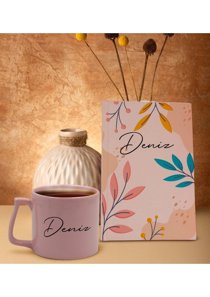 Kişiye Özel Isimli Pembe Sert Kapaklı Defter Ve Middle Kupa Seti, Arkadaşa Hediye, Yeni Iş Hediyesi, Doğum Günü Hediyesi-19