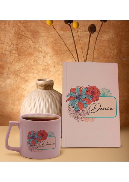 Kişiye Özel Isimli Pembe Sert Kapaklı Defter Ve Middle Kupa Seti, Arkadaşa Hediye, Yeni Iş Hediyesi, Doğum Günü Hediyesi-21