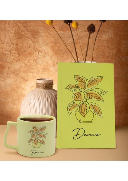 Kişiye Özel Isimli Sarı Sert Kapaklı Defter Ve Middle Kupa Seti, Arkadaşa Hediye, Yeni Iş Hediyesi, Doğum Günü Hediyesi-13
