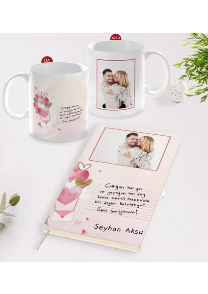 Kişiye Özel Kendi El Yazın Mesajlı Fotoğraflı Beyaz Defter Ve Kupa Hediye Seti-1