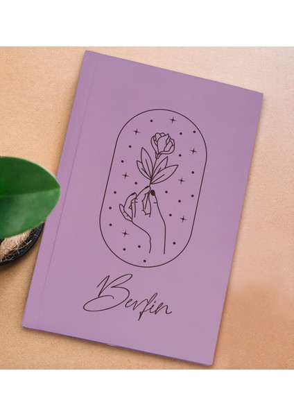 Kişiye Özel Isimli Sert Kapaklı Lila Lastikli Defter -9
