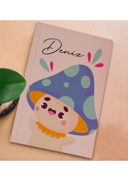 Kişiye Özel Isimli Sert Kapaklı Pudra Pembesi Lastikli Defter -18
