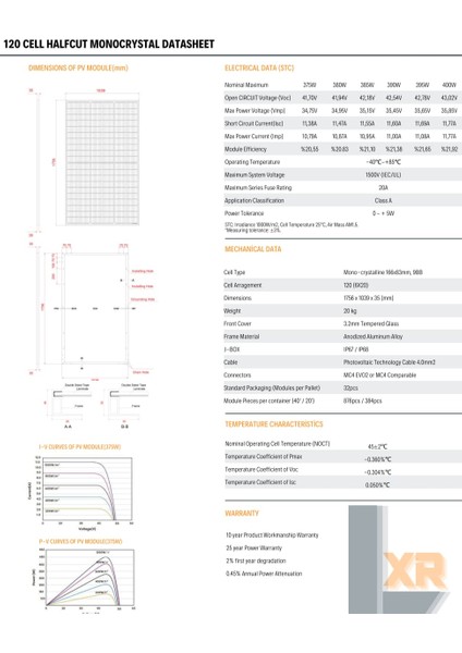 385W 9bb Half Cut Monokristal Güneş Paneli
