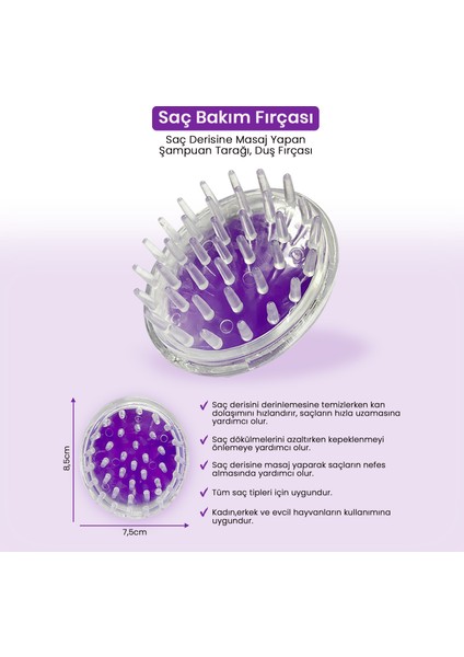Saç Bakım Fırçası, Saç Derisine Masaj Yapan Şampuan Tarağı, Duş Fırçası
