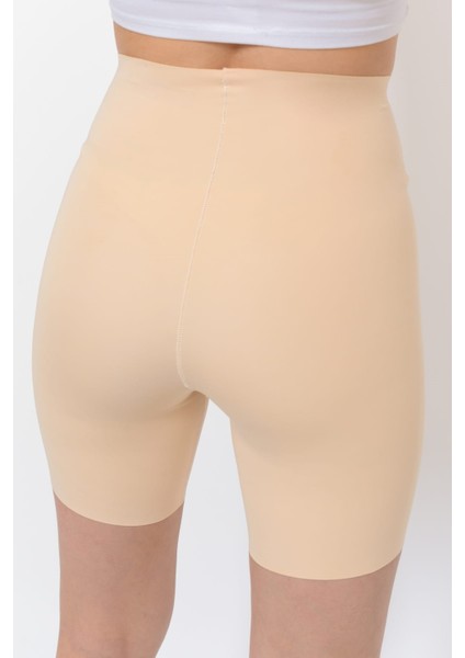 Lazer Kesim Iz Yapmayan Yüksek Bel Paçalı Silikonlu Şort Korse Siyah / Ten modelleri