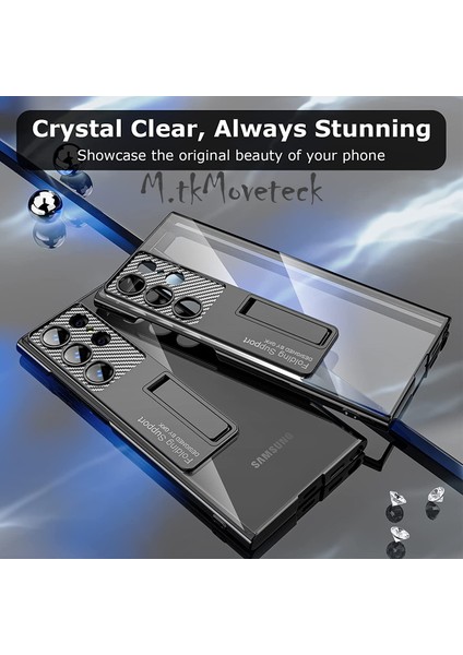 Samsung Galaxy S23 Ultra Uyumlu Kılıf Kamera Korumalı Karbon Arkası Şeffaf Clear Sararma Yapmaz L Standlı Dikey Yatay Ayarlanabiir fiyatları