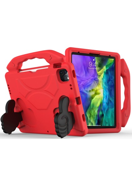 iPad Pro 11 (2020) Eva Başparmak Braket Kırmızı ile Düz Düşen Anti Kılıf (Yurt Dışından)