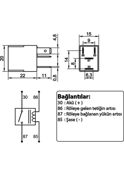 Mikro Röle 12V 35/20A 4 Fişli Çift Platin Su Geçirmez Elo