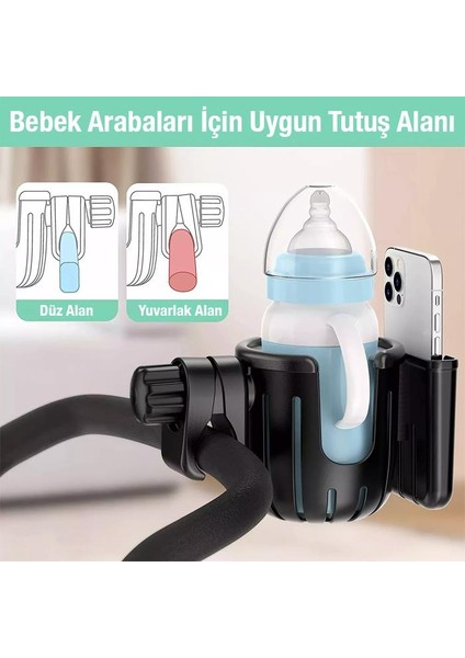 Bebek Arabası Bisiklet Motosiklet Için Ayarlanabilir Bardak ve Cep Telefonu Tutucu Biberon Tutucu Scooter Tutucu