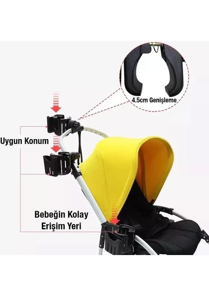 Bebek Arabası Bisiklet Motosiklet Için Ayarlanabilir Bardak ve Cep Telefonu Tutucu Biberon Tutucu Scooter Tutucu