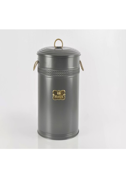 Metal 50 Litre Büyük Un Bakliyat Kovası Antrasit