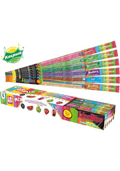 Lico Rico Karışık Meyve Aromalı Ekşili Uzun Şerit Metre Şeker 72 Li Paket