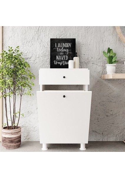Çamaşır Sepeti Çekmeceli Banyo Dolabı Beyaz modelleri