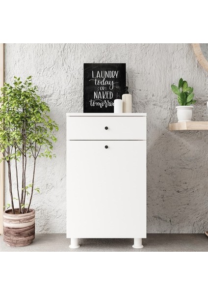 Çamaşır Sepeti Çekmeceli Banyo Dolabı Beyaz fırsatları