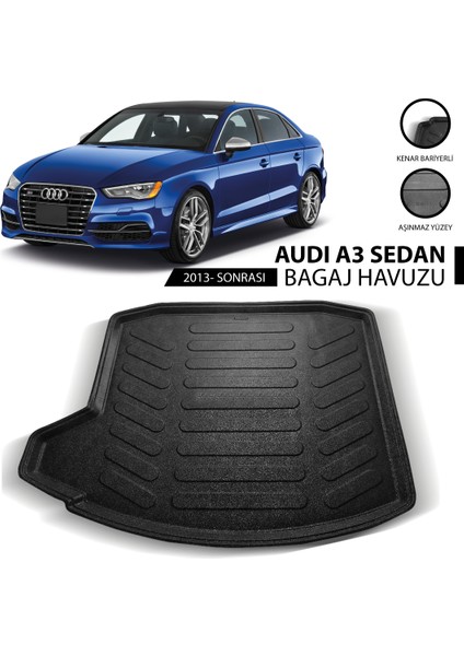 Audi A3 Sedan 2013-2020 3D Lüx Bagaj Havuzu