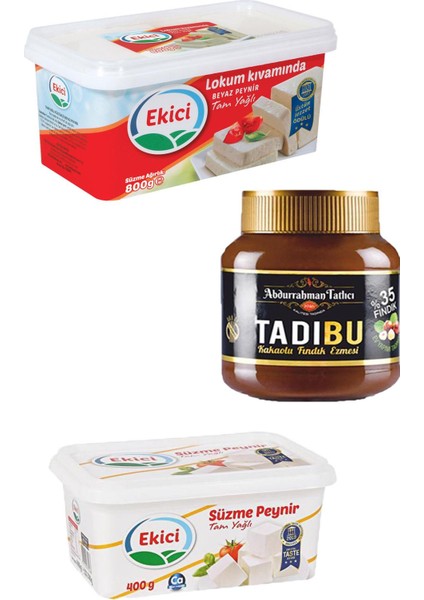 Abdurrahman Tatlıcı Tadıbu 330 gr + Ekici Tam Yağlı Lokum Kıvamında Beyaz Peynir 800 gr + Ekici Süzme Peynir 400 gr