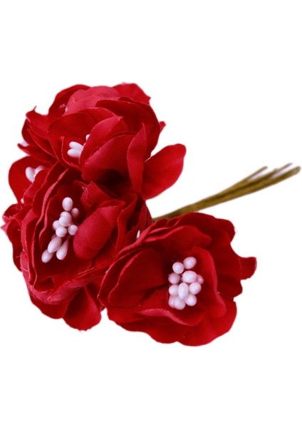 Çiçek Akrilik Cipso Görünümünde Yapraklı Pıtırcık - 48'li Kırmızı 9x4 cm