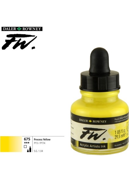 Likit Akrilik Pistole Mürekkebi Fw Ink 29.5ml 675 Process Yellow