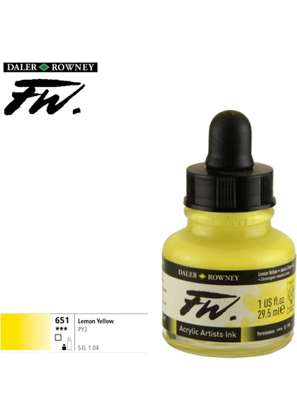 Likit Akrilik Pistole Mürekkebi Fw Ink 29.5ml 651 Lemon Yellow