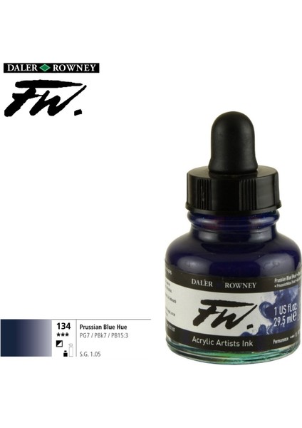 Likit Akrilik Pistole Mürekkebi Fw Ink 29.5ml 134 Prussian Blue Hue