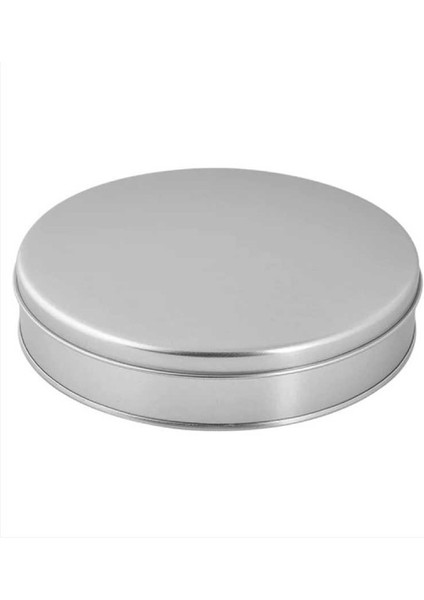 Yuvarlak Teneke Kutu Bal ve Şeker Kutusu 7x2 cm - 12'li Gümüş