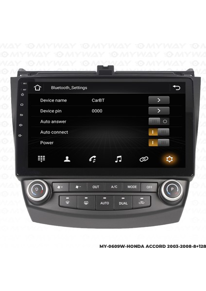 Honda Accord Android Multimedya Carplay Navigasyon Ekran - 8gb RAM+128 GB HDD - Myway