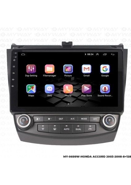 Honda Accord Android Multimedya Carplay Navigasyon Ekran - 8gb RAM+128 GB HDD - Myway