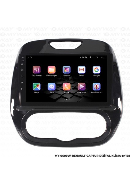 Renault Captur Android Multimedya Carplay Navigasyon Ekran - 8gb RAM+128 GB HDD - Myway modelleri