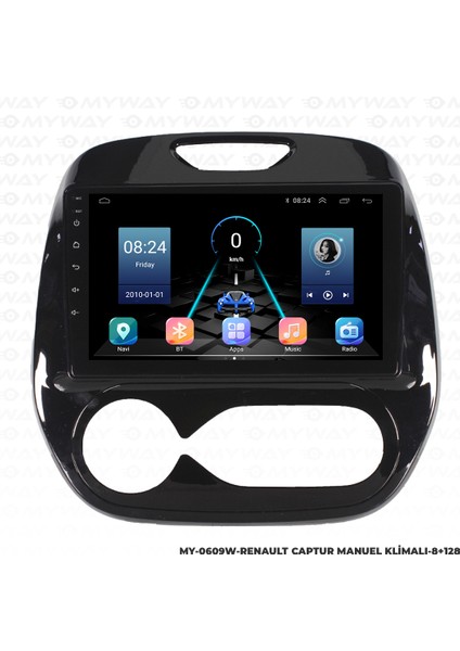 Renault Captur Android Multimedya Carplay Navigasyon Ekran - 8gb RAM+128 GB HDD - Myway