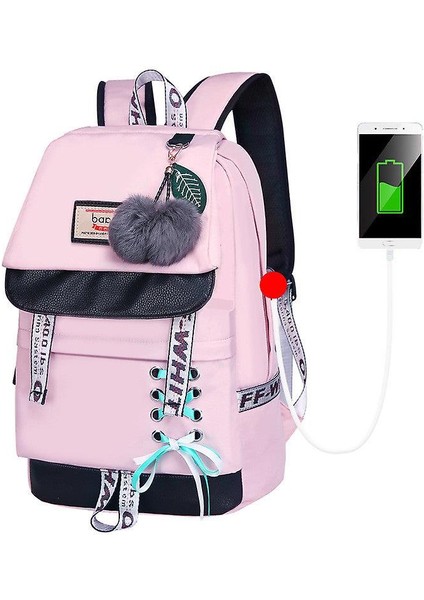 YY Store USB Şarj Portlu Öğrenci Dizüstü Bilgisayar Sırt Çantası (Yurt Dışından)