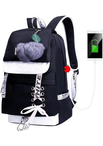YY Store USB Şarj Portlu Öğrenci Dizüstü Bilgisayar Sırt Çantası (Yurt Dışından)