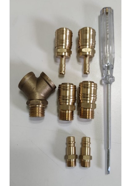 Kompresörler Için Kompresör Takım 2li Çatal Gövde ve Uçlar 1/2 ve 8mm Stoper Hava Jakı Gövdeler