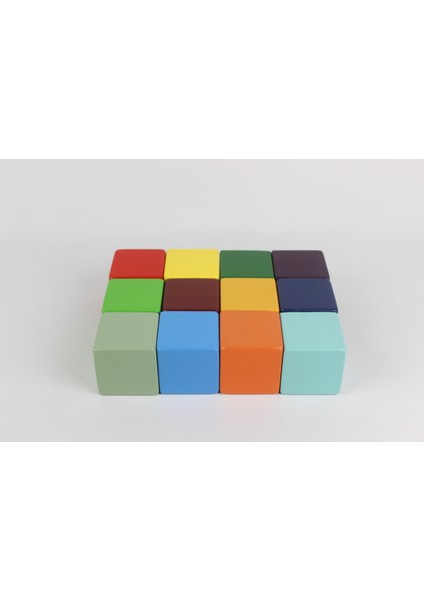Aliwooden 12 Li Renkli Büyük Küp (5cm)