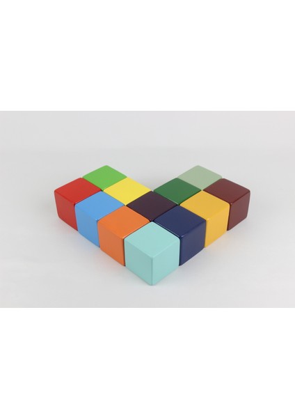 Aliwooden 12 Li Renkli Büyük Küp (5cm)