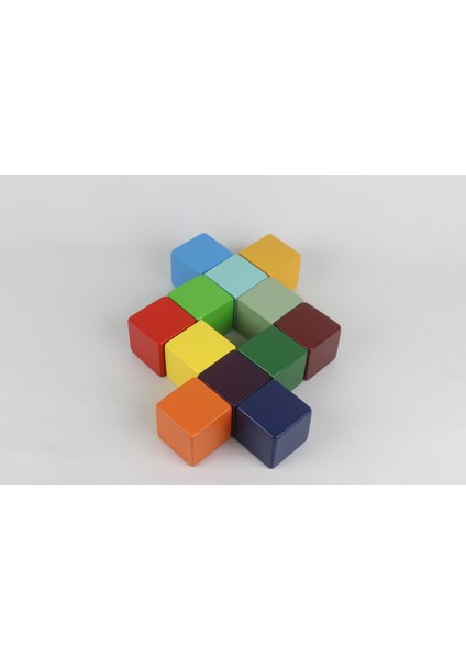 Aliwooden 12 Li Renkli Büyük Küp (5cm)