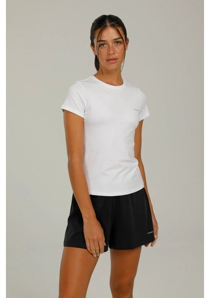 Basıc Modal C Neck Beyaz Kadın Kısa Kol T-Shirt W-CT131
