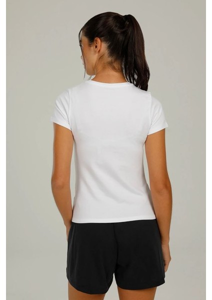 Basıc Modal C Neck Beyaz Kadın Kısa Kol T-Shirt W-CT131