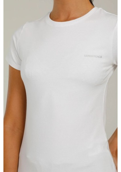 Basıc Modal C Neck Beyaz Kadın Kısa Kol T-Shirt W-CT131