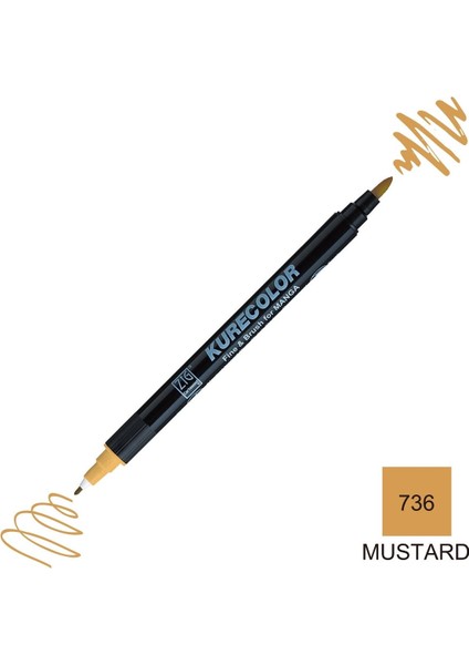 Kurecolor Mangaka Fine&brush Çift Taraflı Kalem CNKC-2200 No 736 Mustard