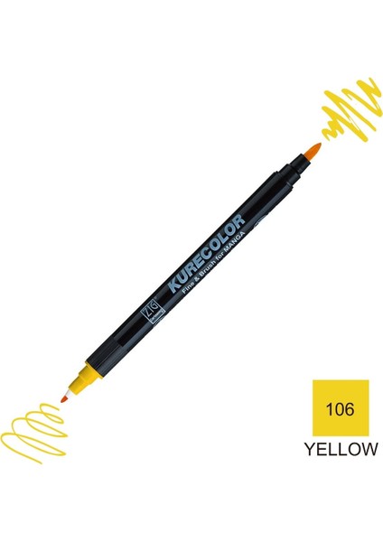 Kurecolor Mangaka Fine&brush Çift Taraflı Kalem CNKC-2200 No 106 Yellow