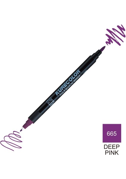 Kurecolor Mangaka Fine&brush Çift Taraflı Kalem CNKC-2200 No 665 Deep Pink