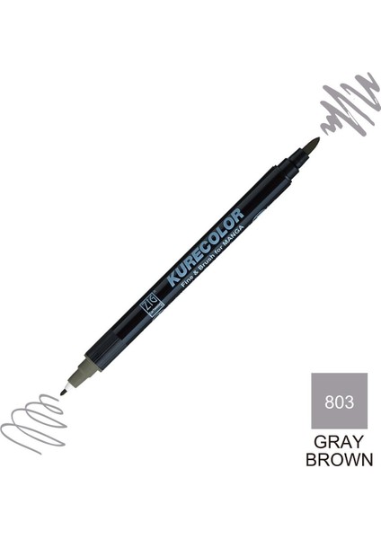 Kurecolor Mangaka Fine&brush Çift Taraflı Kalem CNKC-2200 No 803 Gray Brown