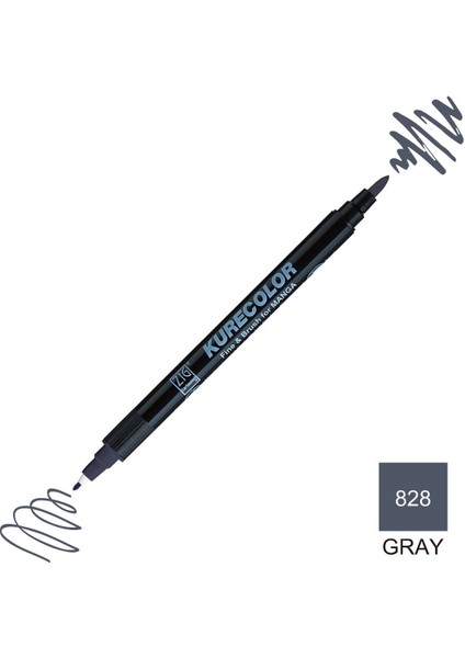 Kurecolor Mangaka Fine&brush Çift Taraflı Kalem CNKC-2200 No 828 Gray