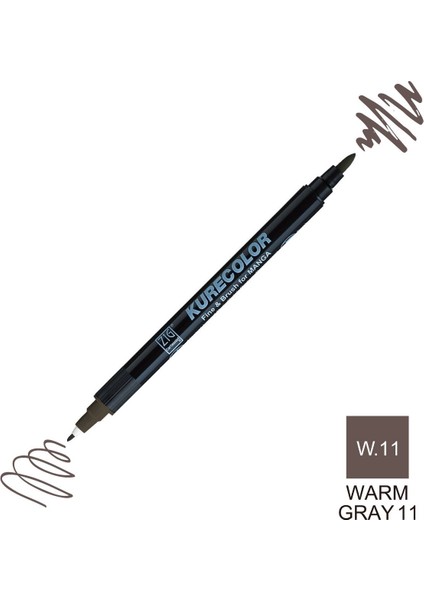 Kurecolor Mangaka Fine&brush Çift Taraflı Kalem CNKC-2200 No W.11 Warm Gray 11