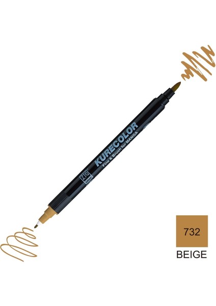 Kurecolor Mangaka Fine&brush Çift Taraflı Kalem CNKC-2200 No 732 Beige