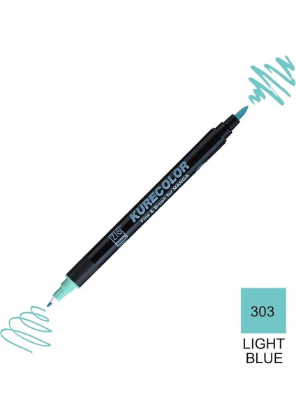 Kurecolor Mangaka Fine&brush Çift Taraflı Kalem CNKC-2200 No 303 Light Blue
