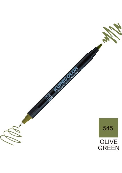 Kurecolor Mangaka Fine&brush Çift Taraflı Kalem CNKC-2200 No 545 Olive Green