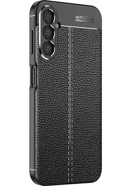Samsung Galaxy A54 Uyumlu Deri Desenli Niss Dikiş Tasarımlı Darbe Dirençli Silikon Kılıf