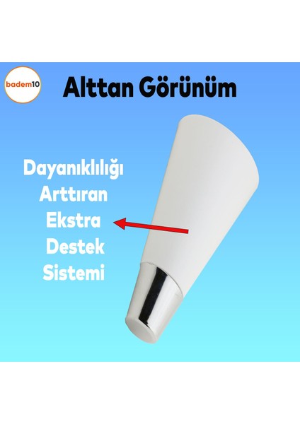 Konik Lüks Mobilya Kanepe Sehpa Tv Ünitesi Koltuk Ayağı 12 Cm Beyaz Krom Ayakları