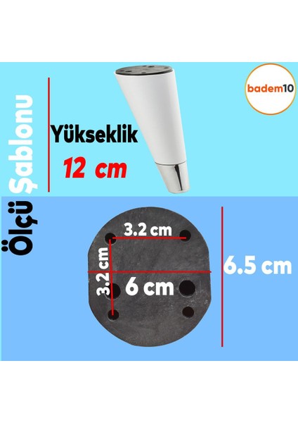 Konik Lüks Mobilya Kanepe Sehpa Tv Ünitesi Koltuk Ayağı 12 Cm Beyaz Krom Ayakları